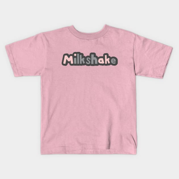 Strawberry Pink Milkshake Ultimate Gray Typography Kids T-Shirt by ellenhenryart